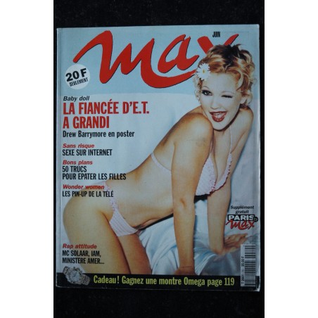 MAX 070 N° 70  DREW BARRYMORE + POSTER MC SOLAAR BRIDGET HALL PIN-UP WONDER WOMEN 1995
