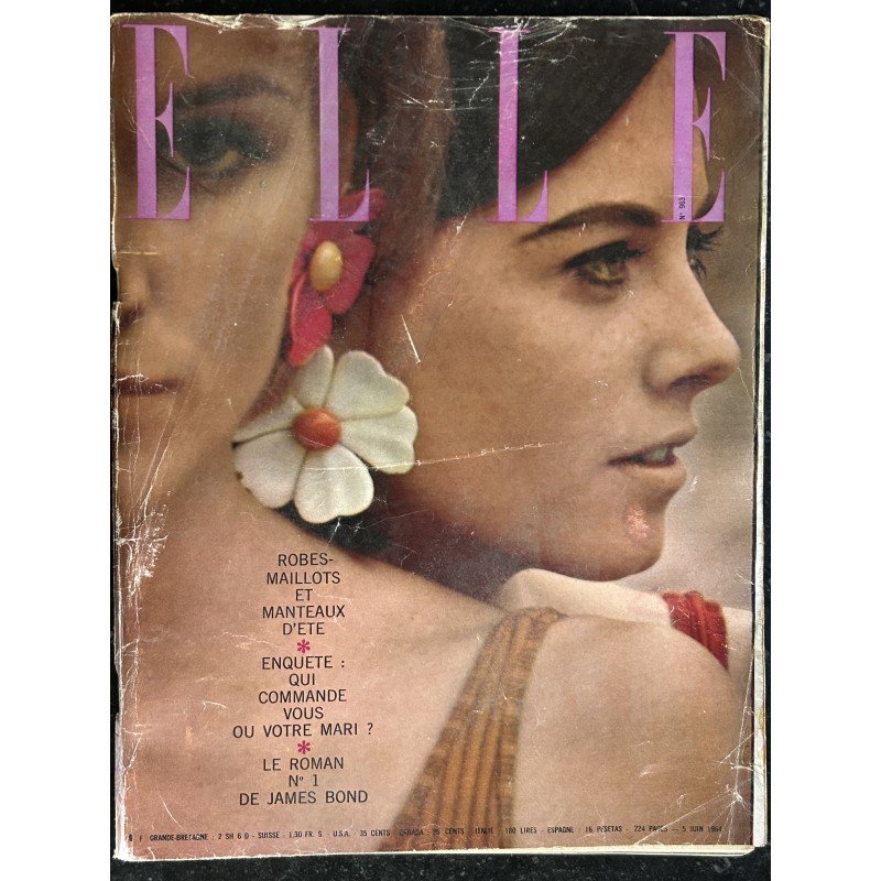 ELLE 963 5 juin 1964 Mode Robes-maillots et manteaux d'été - Le roman de James Bond Casino Royal