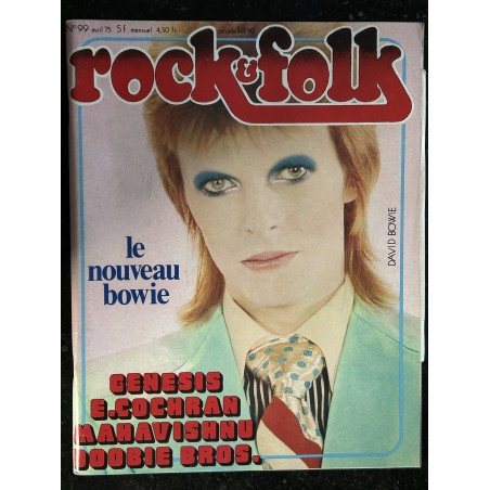 ROCK & FOLK 099 AVRIL 1975 COVER DAVID BOWIE GENESIS E. COCHRAN MAHAVISHNU DOOBIE BROS