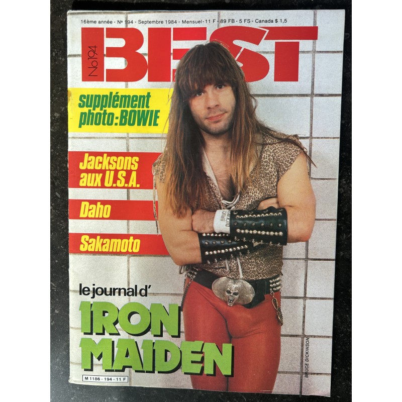 BEST 194 SEPTEMBRE 1984 SUPPLEMENT PHOTO DAVID BOWIE JACKSONS  DAHO  SAKAMOTO IRON MAIDEN LES AFRICAINS