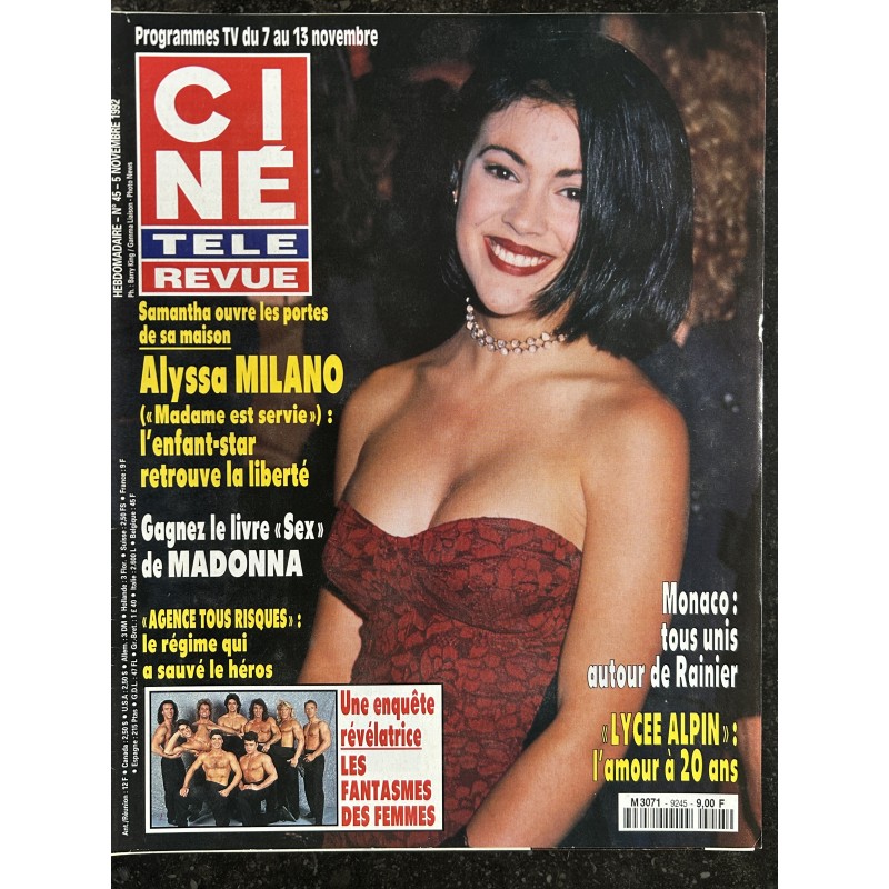 CINE TELE REVUE 1992 11 05 n° 45 + Poster Alyssa Milano Madonna Brigitte Bardot Lucia Bosé