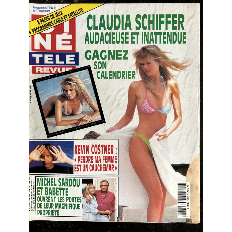 CINE TELE REVUE 1995 11 09 n° 45 CLAUDIA SCHIFFER Cover + 4 pages - Kevin Costner Michel Sardou