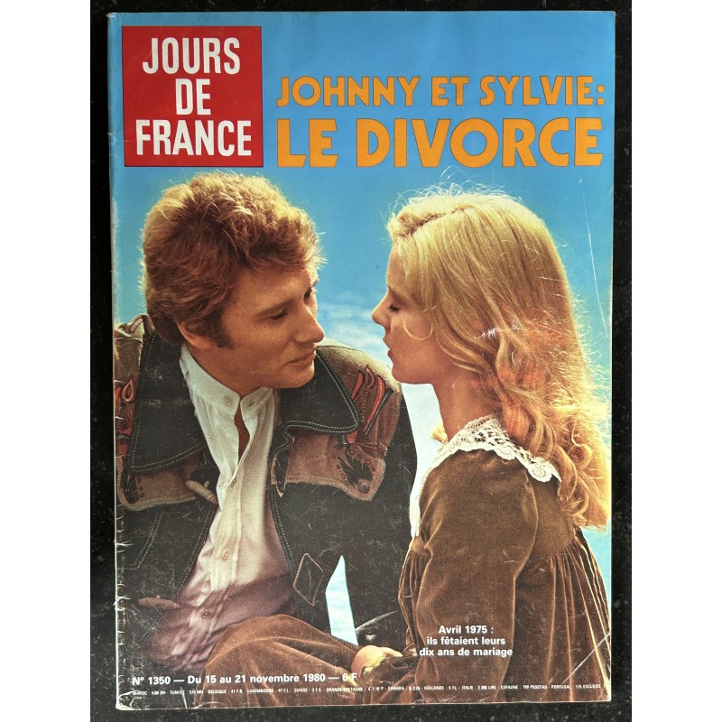 JOURS DE FRANCE 1350 15 NOVEMBRE 1980 COVER JOHNNY HALLYDAY ET SYLVIE VARTAN LE DIVORCE