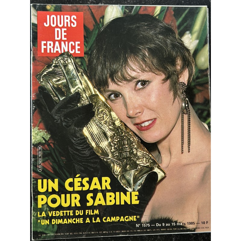 JOURS DE FRANCE 1575 mars 1985 Un César pour Sabine Azéma