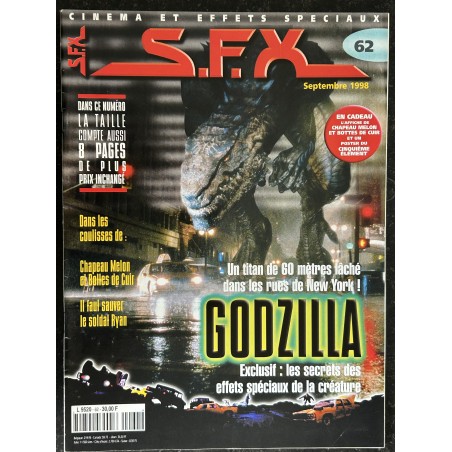SFX  62 Godzilla - Chapeau melon et bottes de cuir - Il faut sauver le soldar Ryan  + Affiches - 56 pages - 1998 09