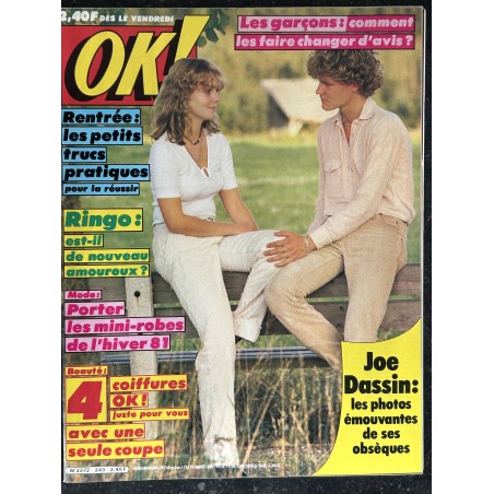 OK ! âge tendre 243 septembre 1980 - Obsèques Joe Dassin - Ringo - François Valéry