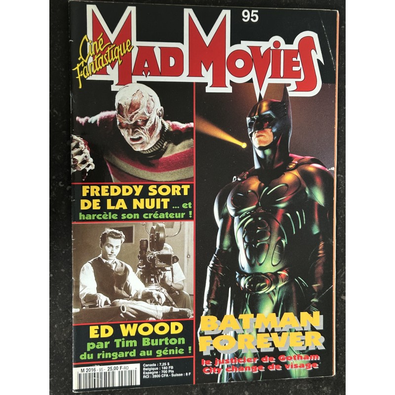 Ciné Fantastique MAD MOVIES  n° 95  - 1995 -   BATMAN FOREVER  FREDDY  ED WOOD Tim BURTON Fred Olen Ray