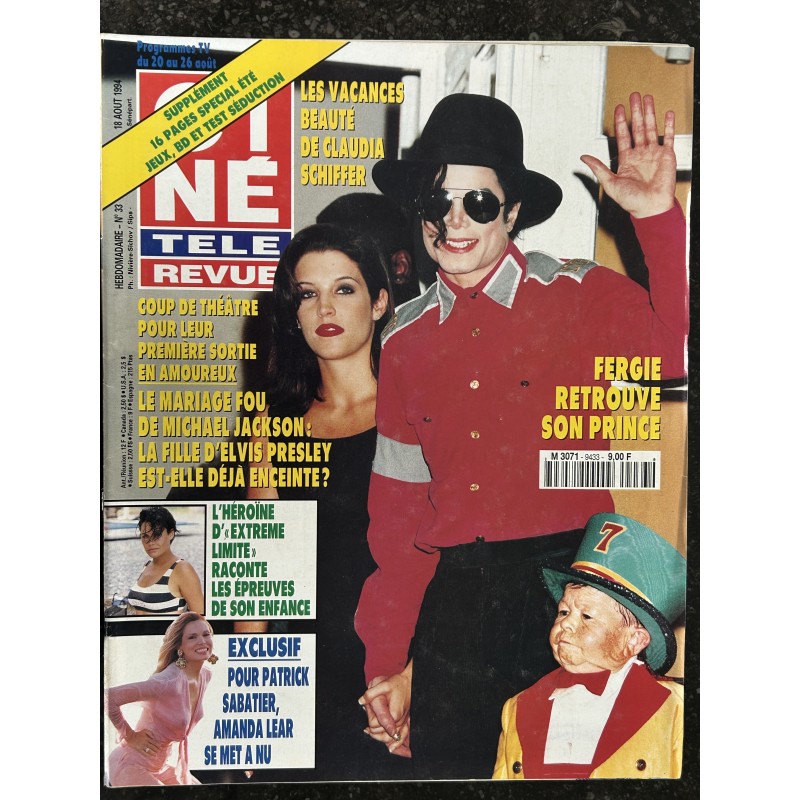 CINE TELE REVUE 1994 08 18 n° 33 Michael Jackson Elvis Presley Mariage - Claudia Schiffer - Amanda Lear - Astrid Veillon