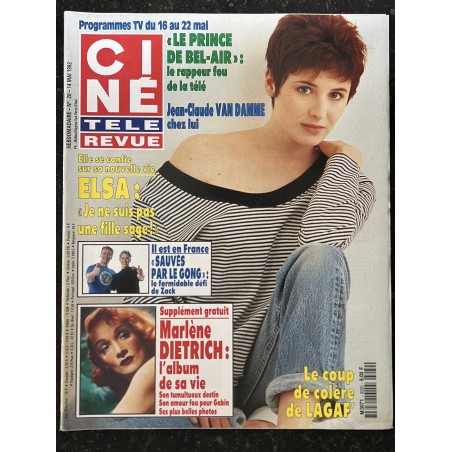 CINE TELE REVUE 1992 05 14 ELSA - Jean-Claude VAN DAMME + Poster - Sauvés par le gong - Marlene Dietrich - Lagaf