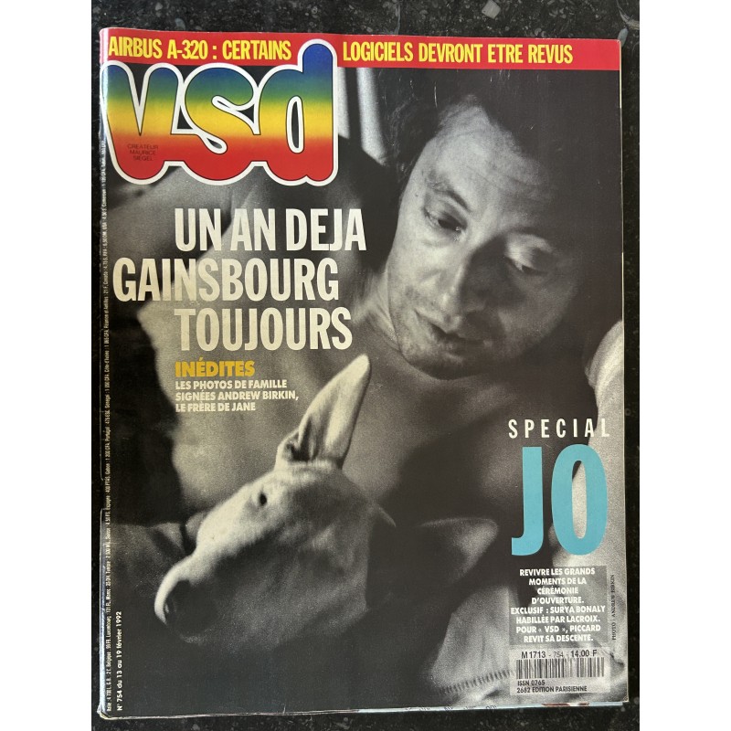VSD 754 février 1992 SERGE GAINSBOURG - Un an déjà Les photos de famille Andrew Birkin - Special JO