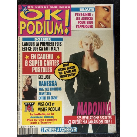 OK PODIUM ! 4 1993 COVER MADONNA REVELATIONS SECRETES MICHAEL JACKSON VANESSA PARADIS SEBASTIEN ROCH + CP