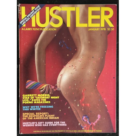 HUSTLER Vol. 04 N° 07 January 1978 - Guide to Men's magazines - Allyson taking it hard + Poster Géant
