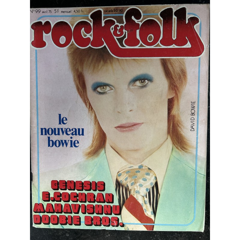 ROCK & FOLK 099 AVRIL 1975 COVER DAVID BOWIE GENESIS E. COCHRAN MAHAVISHNU DOOBIE BROS