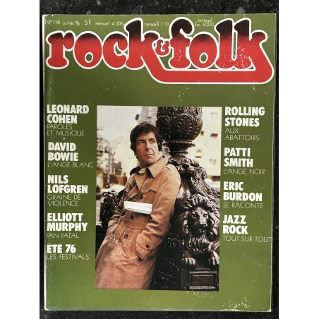 ROCK & FOLK 114  JUILLET 1976  LEONARD COHEN DAVID BOWIE ROLLING STONES PATTI SMITH