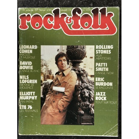 ROCK & FOLK 114  JUILLET 1976  LEONARD COHEN DAVID BOWIE ROLLING STONES PATTI SMITH