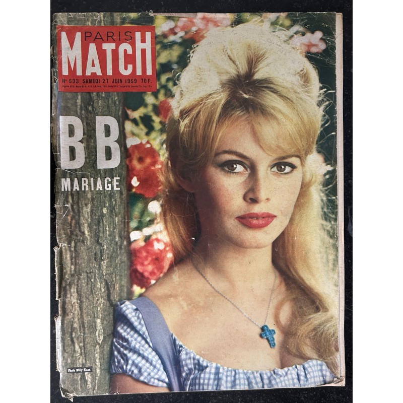 PARIS MATCH N°  533 SAMEDI 27 JUIN 1959 COVER BRIGITTE BARDOT MARIAGE 10 PAGES LA CALLAS
