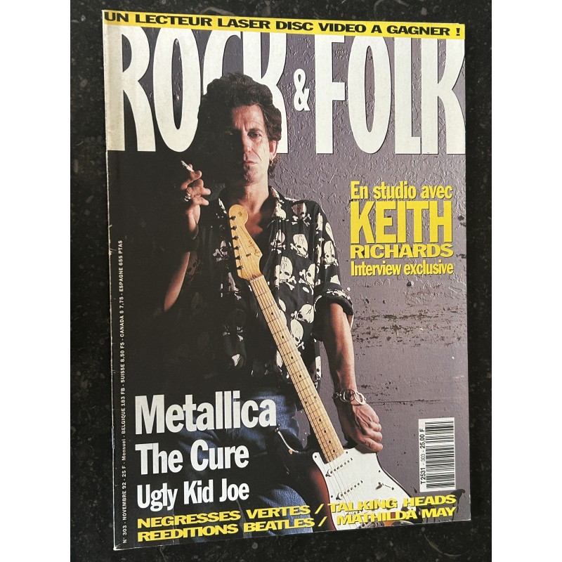 ROCK & FOLK 303 novembre 1992 Keith Richards Metallica The Cure Négresses vertes Talking Heads