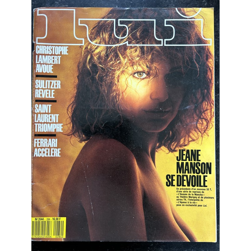 LUI 284 SEPTEMBRE 1987 COVER JEANE MANSON ENTIEREMENT NUE 10 PAGES + POSTER NUDES